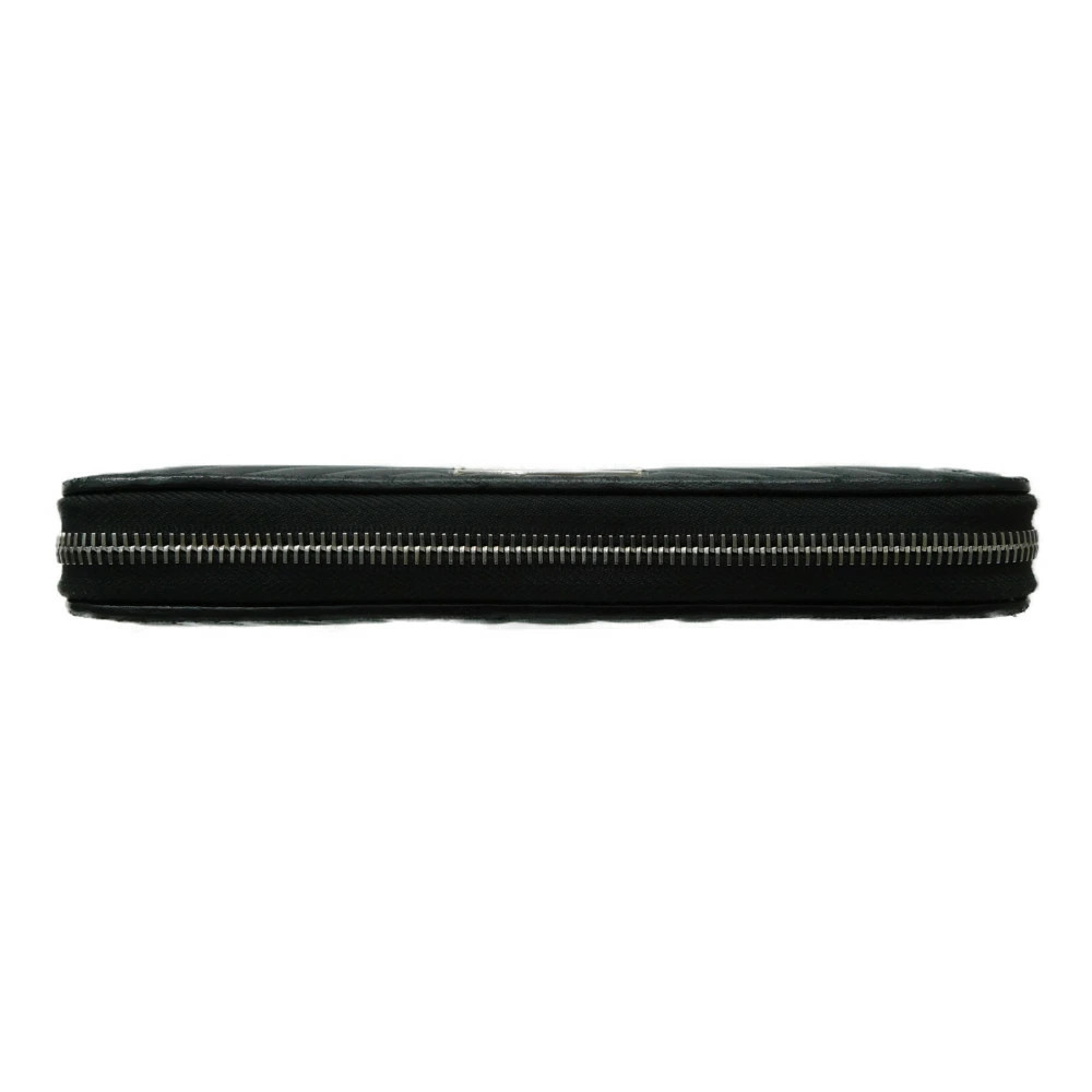 PRADA wallet long Saffiano leather zip around quilted triangle round zip black - Picture 3 of 10